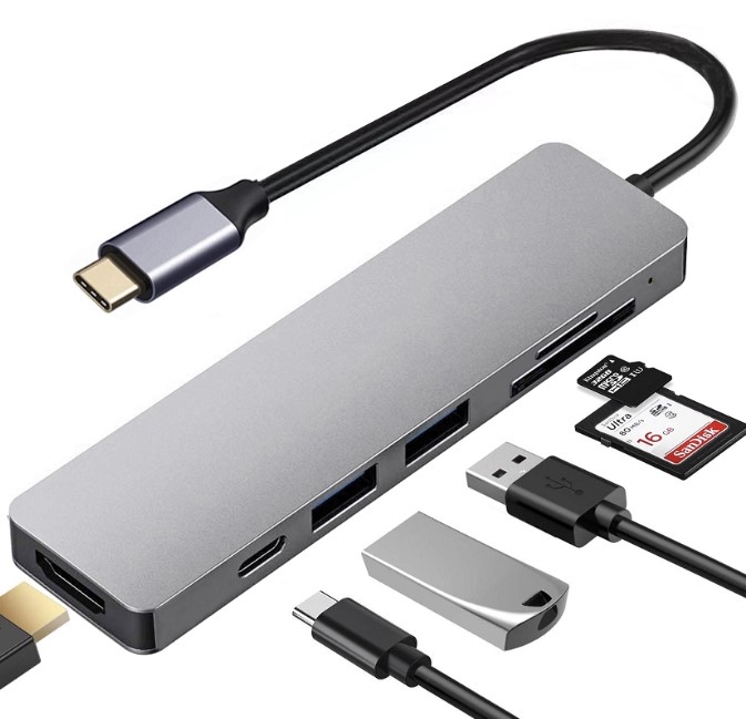 USBハブ – USB Type C to HDMI + USB 3.0 + USB 2.0 + SD + TF + USB PowerDelivery